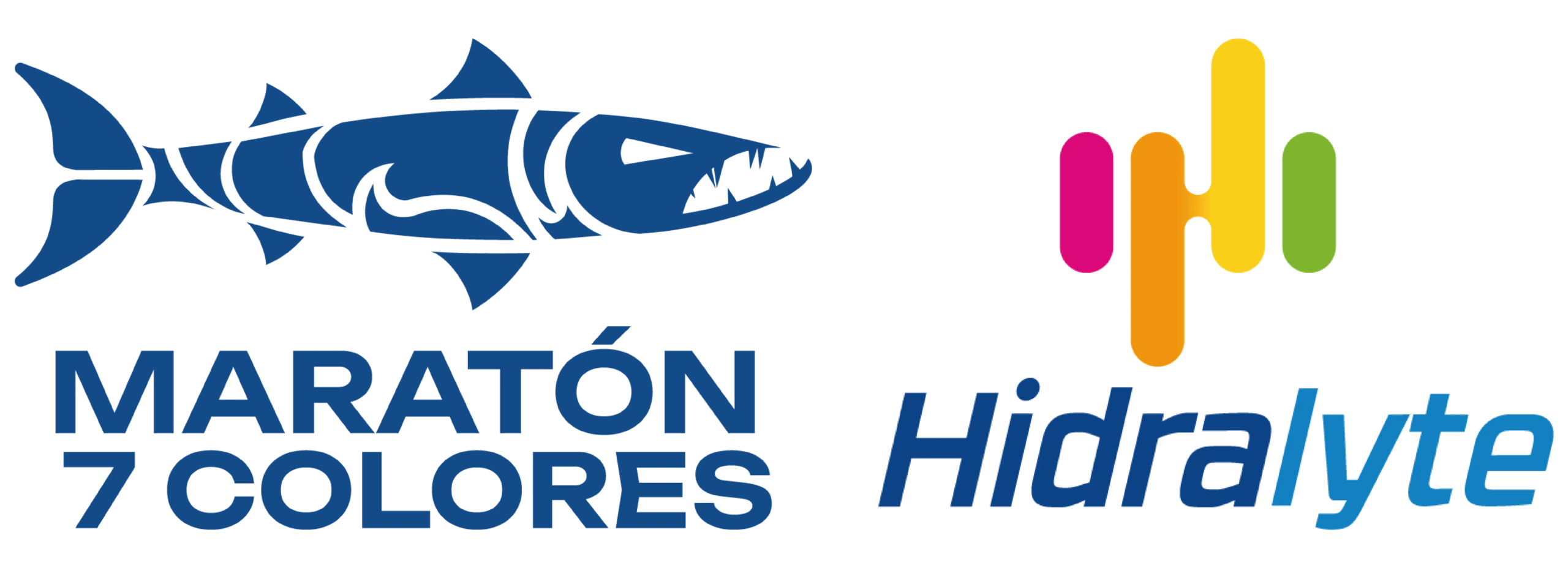LOGO MARATON AZUL E HIDRALYTE HORIZONTAL